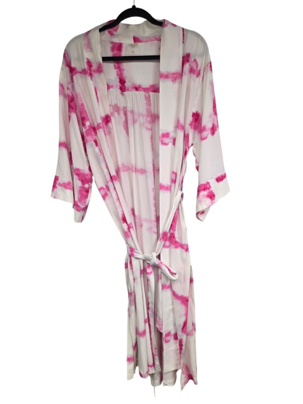 Calia Beach Swim Suit Coverup Wrap Medium Tie Dye Pink White Tie Belt